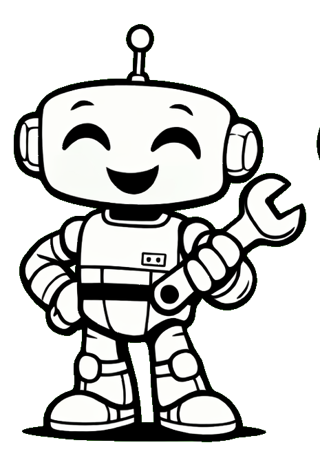Shorty the robot mascot holding a wrench