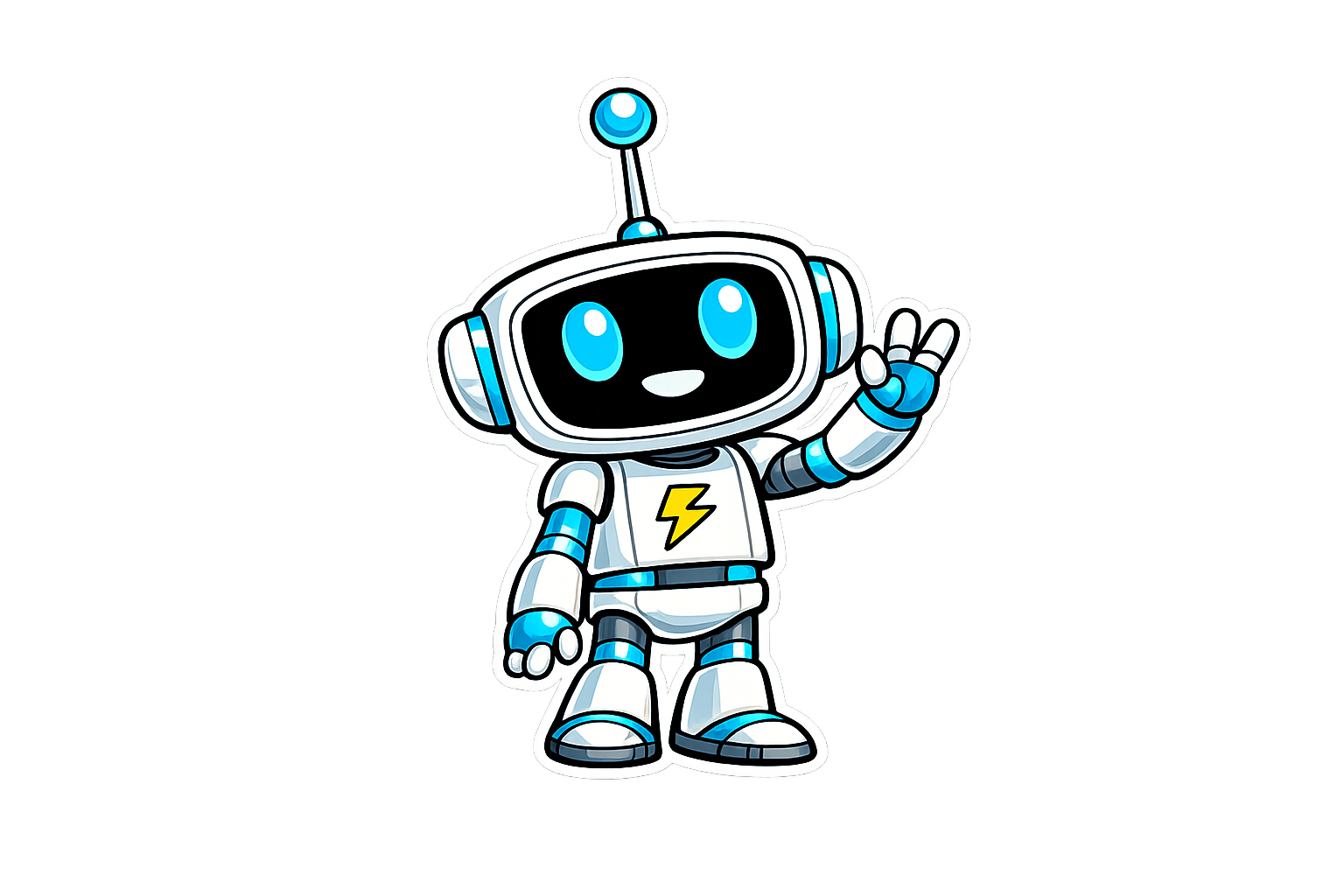 Shorty the robot mascot waving hello